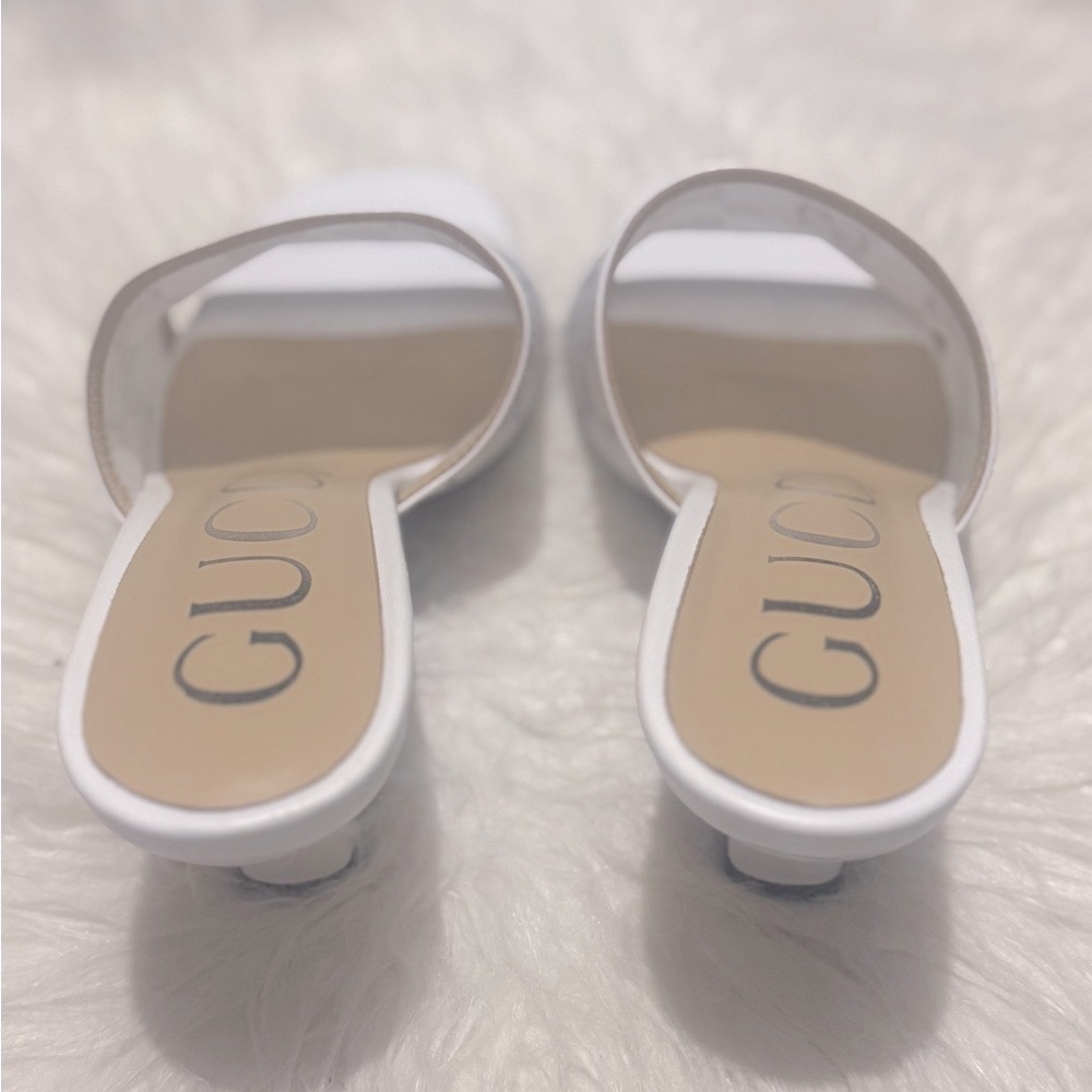 Gucci White and Gray Mesh Mules - Picture 3 of 9